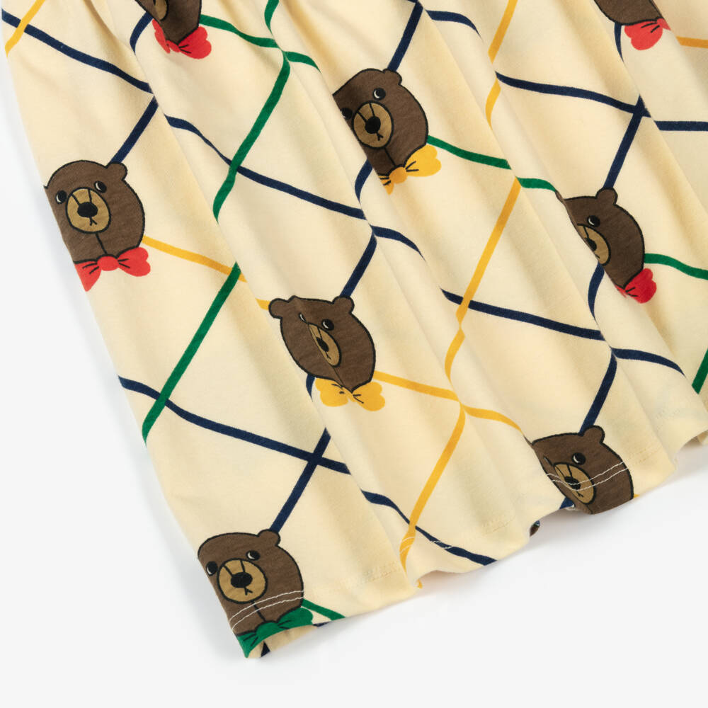 Mini Rodini-فستان بطبعة دب قطن لون عاجي داكن للبنات | Childrensalon