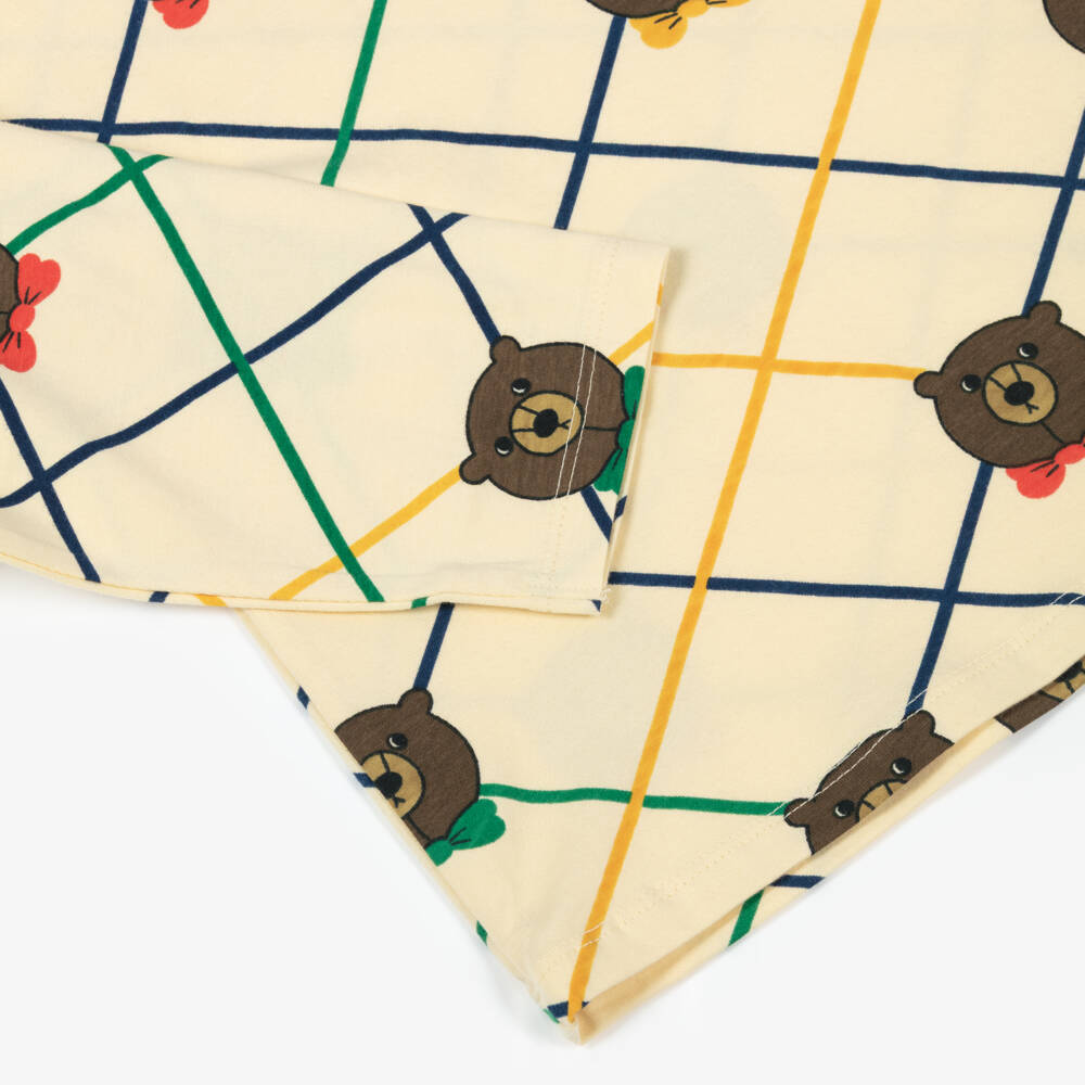 Mini Rodini-بلوزة بطبعة دب قطن لون عاجي داكن للبنات | Childrensalon