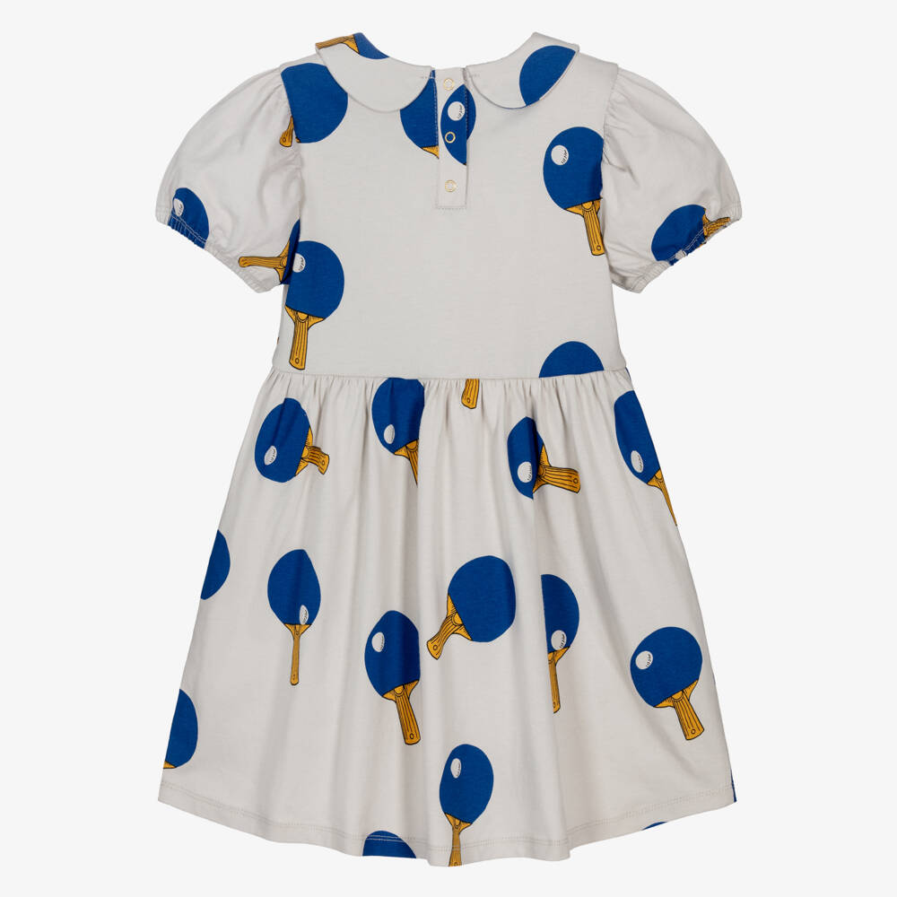 Mini Rodini-Girls Grey Cotton Table Tennis Print Dress | Childrensalon