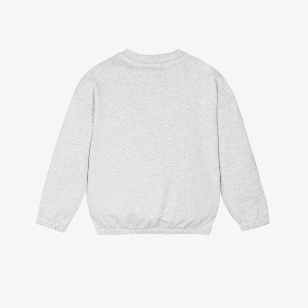 Mini Rodini-Свитшот серый меланжевый с изображением кота для девочек | Childrensalon
