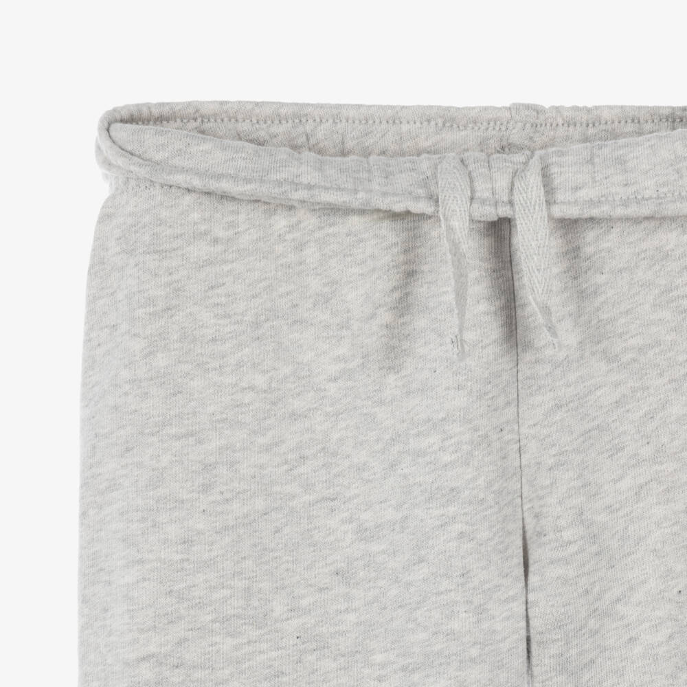 Mini Rodini-Girls Grey Organic Cotton Joggers with Flower Panels | Childrensalon