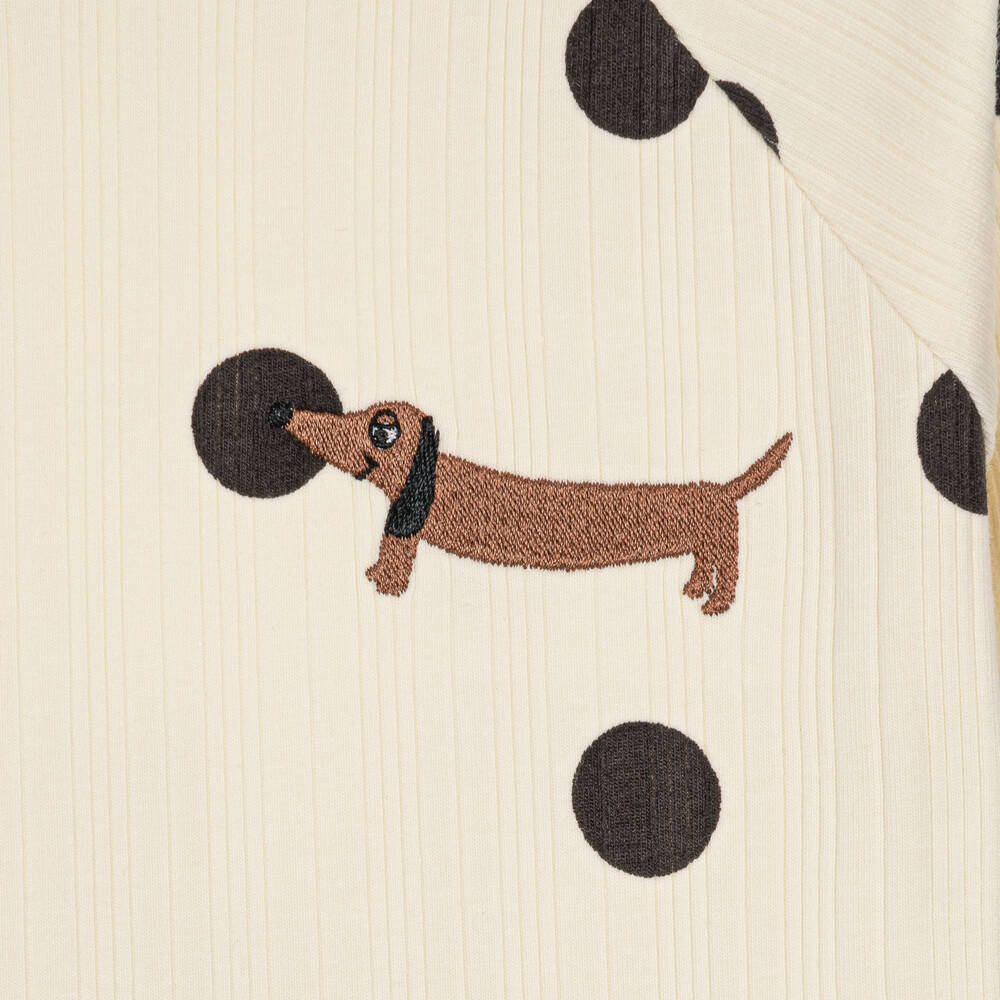 Mini Rodini-Girls Ivory & Black Polka Dot Cotton Jersey Dress | Childrensalon
