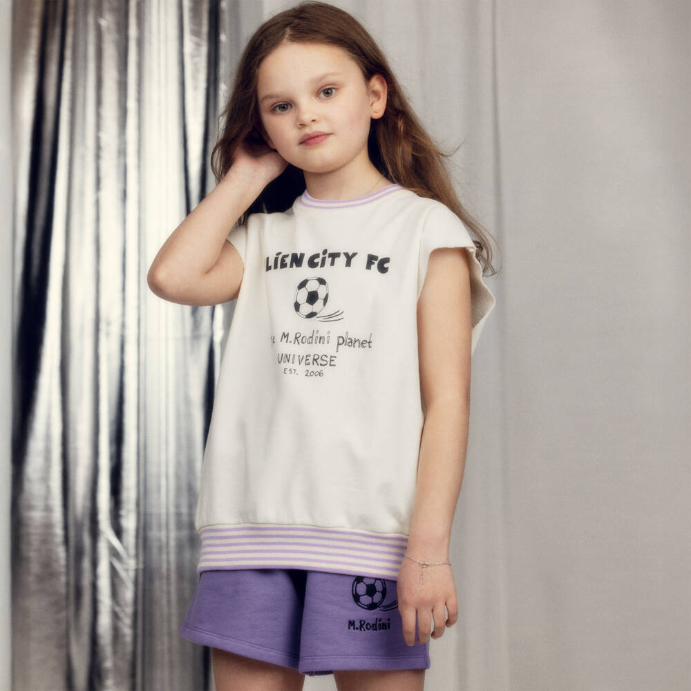 Mini Rodini-Топ без рукавов кремовыйс футбольным принтом для девочек | Childrensalon