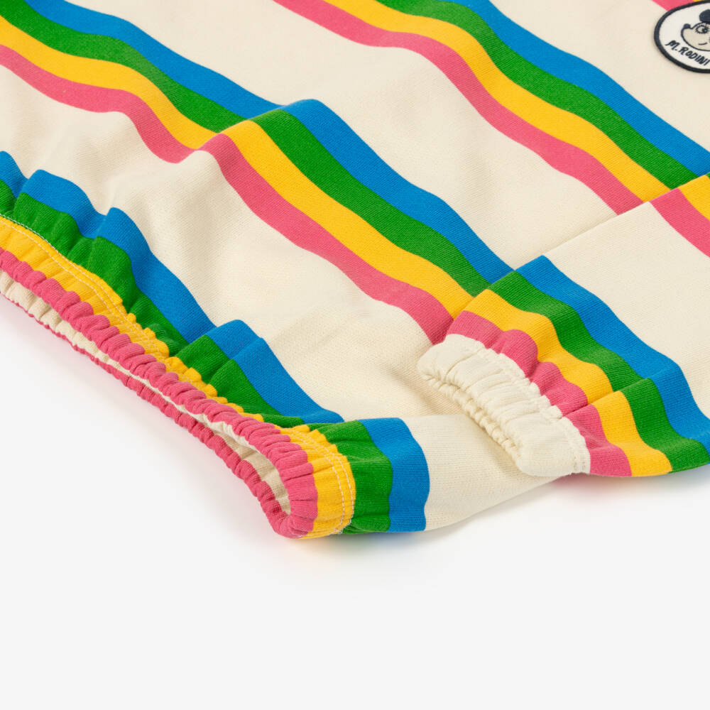 Mini Rodini-Girls Ivory & Multi Stripe Organic Cotton Sweatshirt | Childrensalon
