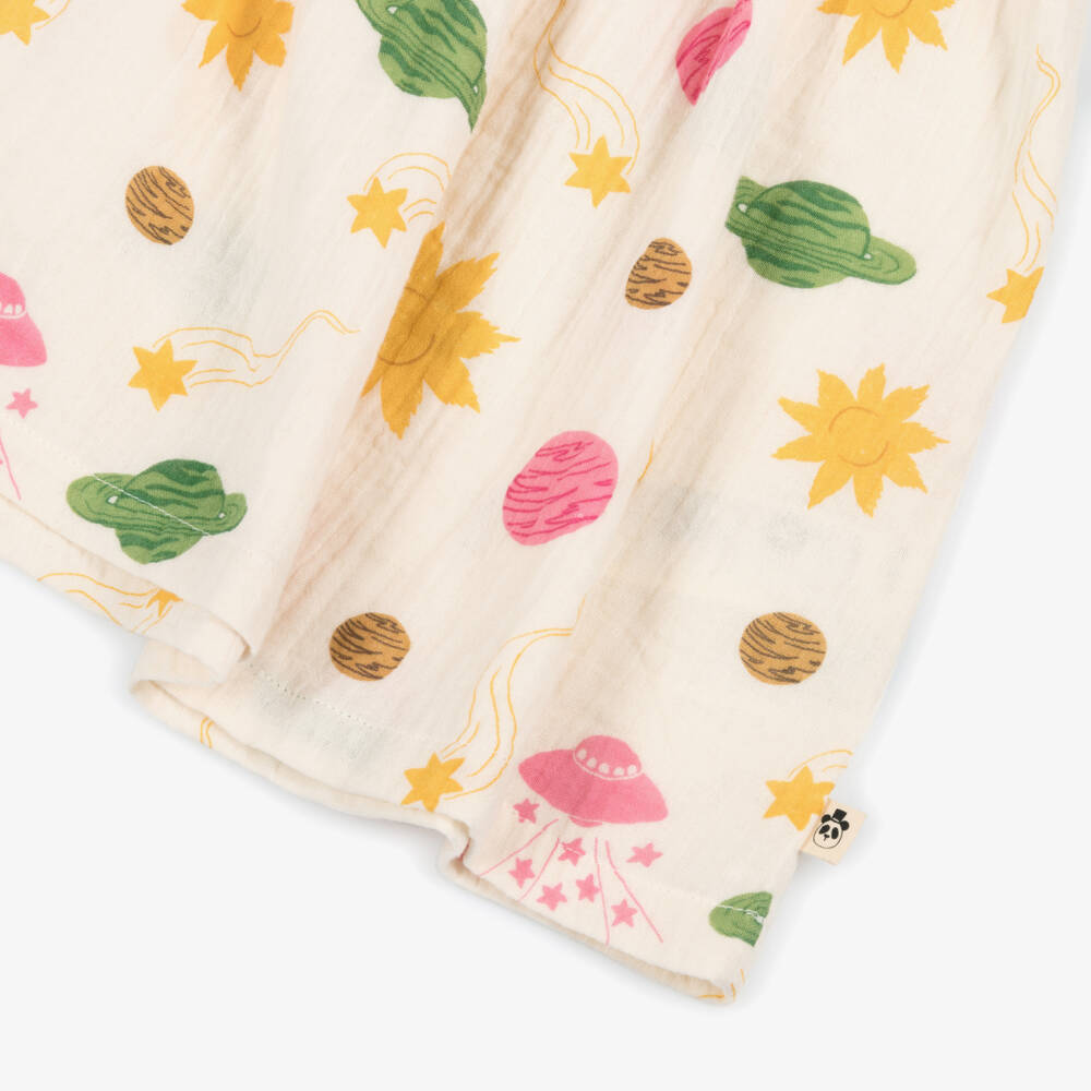 Mini Rodini-Girls Ivory Organic Cotton Space Print Dress | Childrensalon