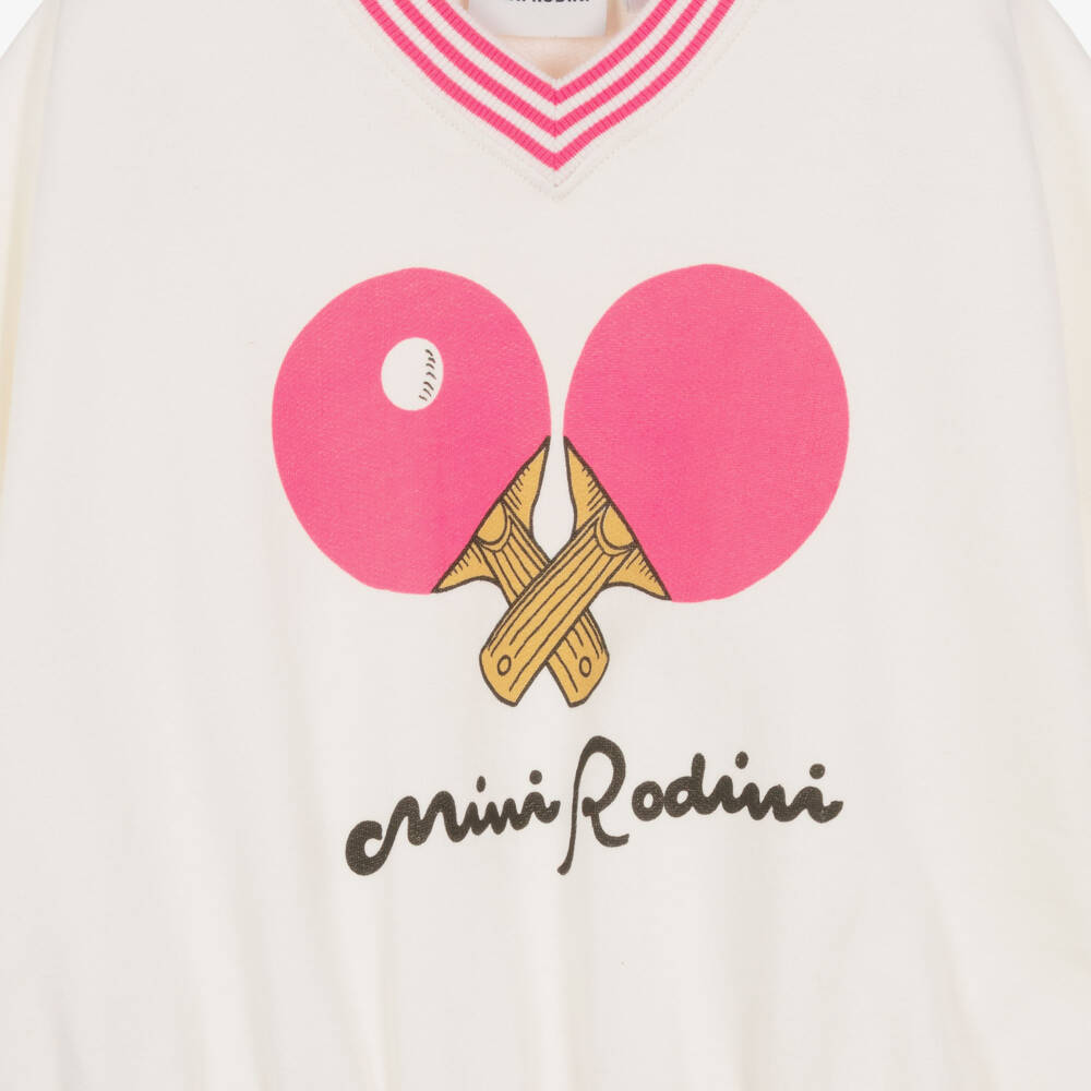 Mini Rodini-Girls Ivory Organic Cotton Table Tennis Sweatshirt | Childrensalon