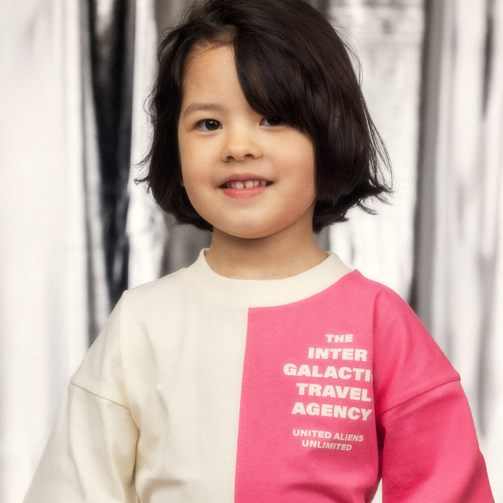 Mini Rodini-Футболка из органического хлопка кремово-розовая для девочек | Childrensalon