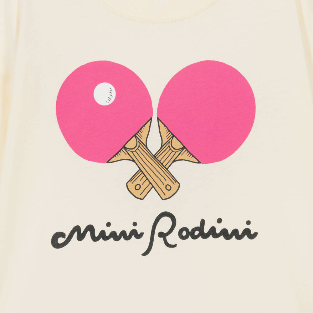 Mini Rodini-Girls Ivory Table Tennis Graphic T-Shirt | Childrensalon
