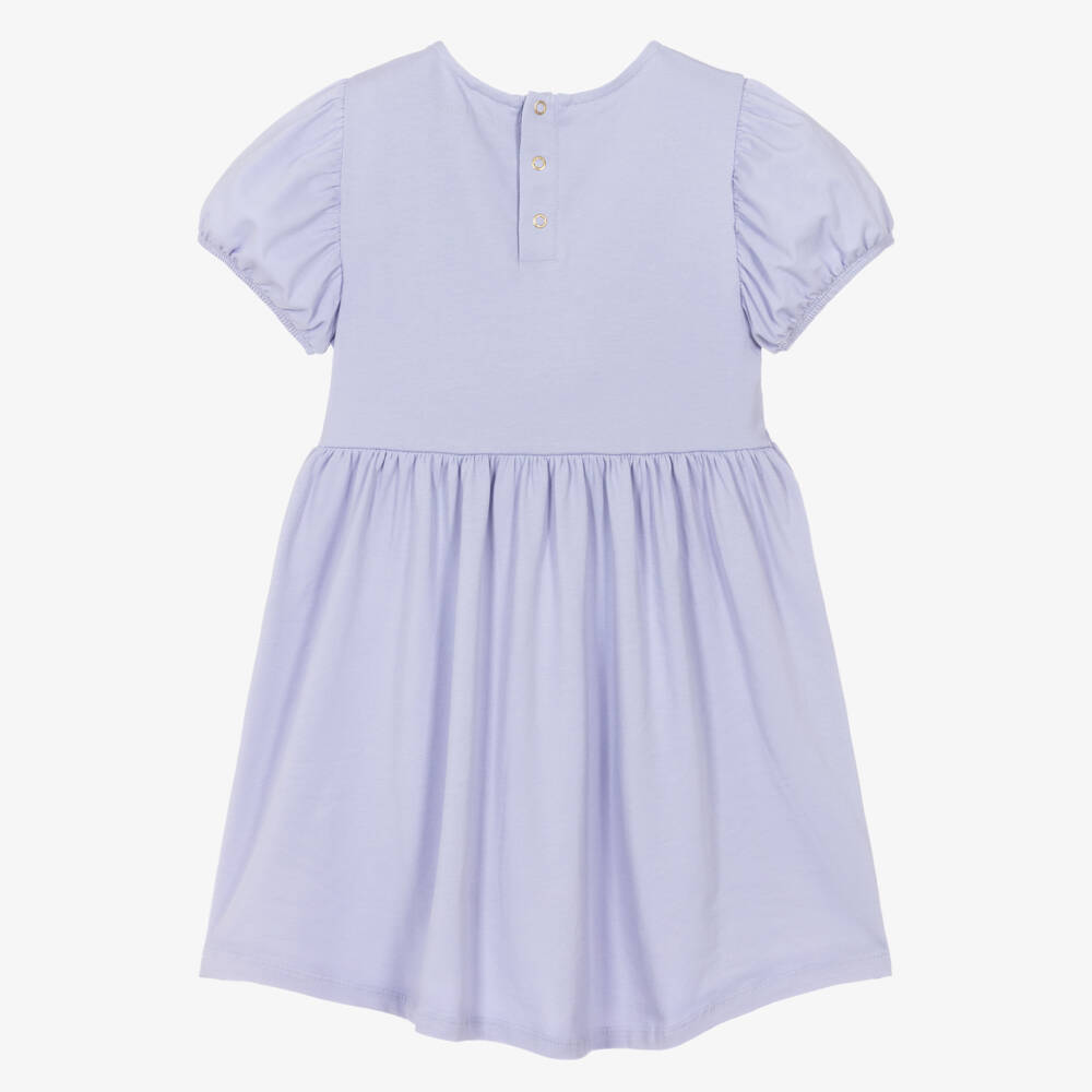 Mini Rodini-Girls Lilac Purple Cotton Dress with Bird Print | Childrensalon