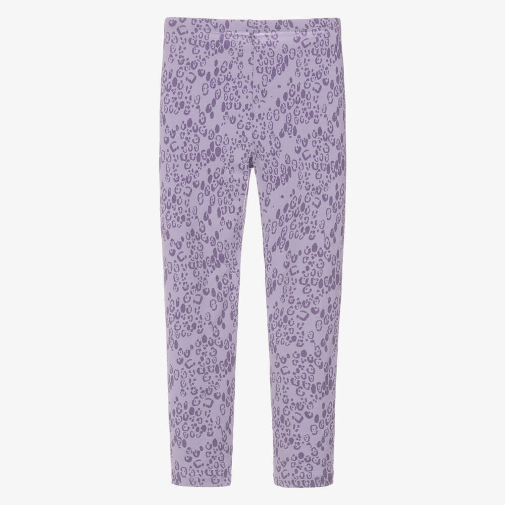 Mini Rodini-ليقنز بطبعة فهد قطن عضوي لون بنفسجي ليلاك للبنات | Childrensalon