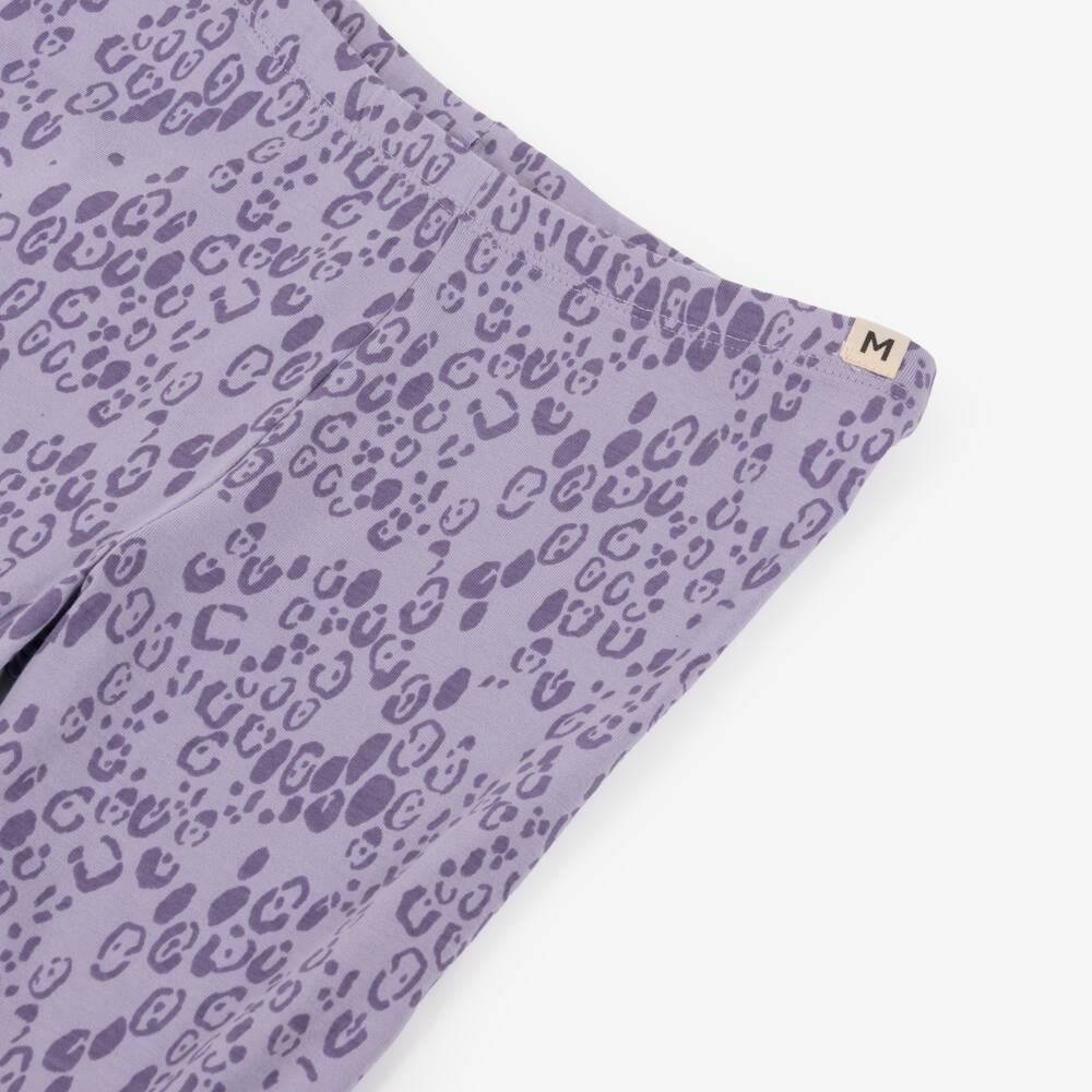 Mini Rodini-ليقنز بطبعة فهد قطن عضوي لون بنفسجي ليلاك للبنات | Childrensalon