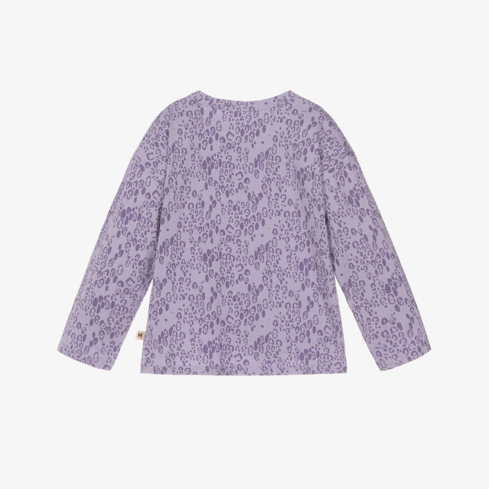 Mini Rodini-توب بطبعة فهد قطن عضوي لون بنفسجي ليلاك للبنات | Childrensalon