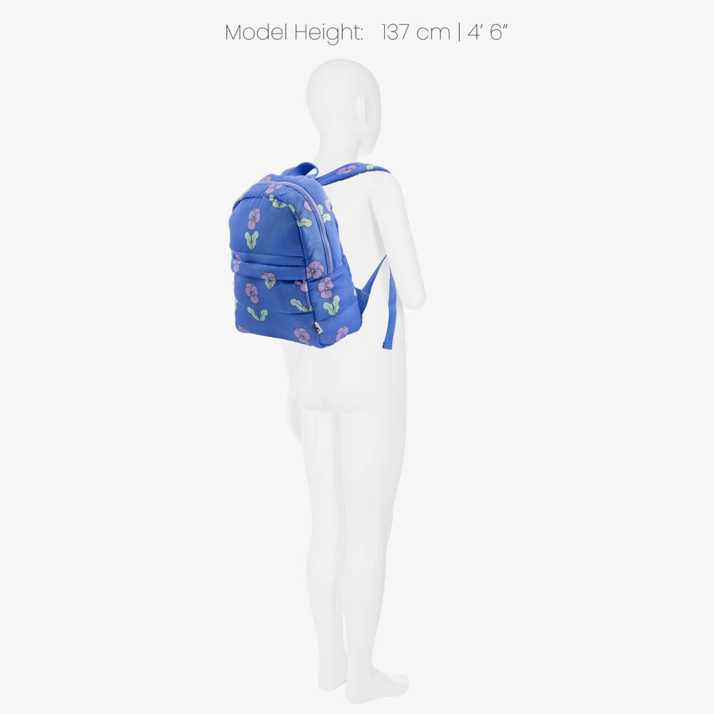 Mini Rodini-Girls Padded Blue Backpack with Viola Print (32cm) | Childrensalon
