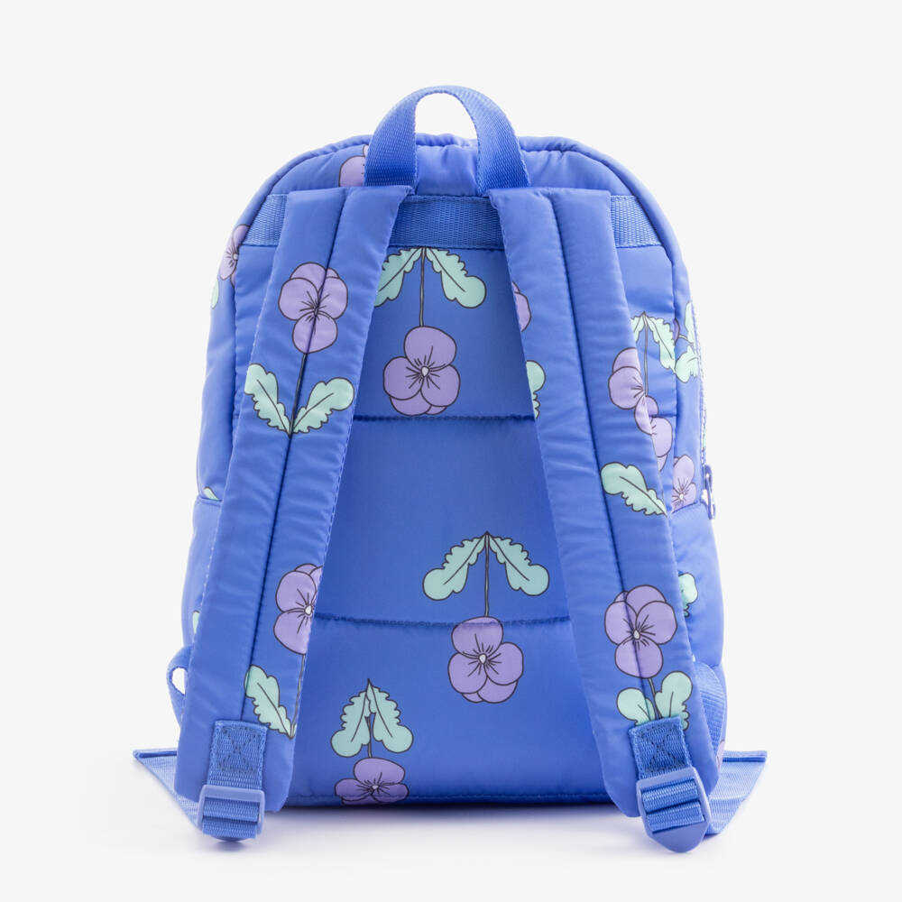 Mini Rodini-Girls Padded Blue Backpack with Viola Print (32cm) | Childrensalon
