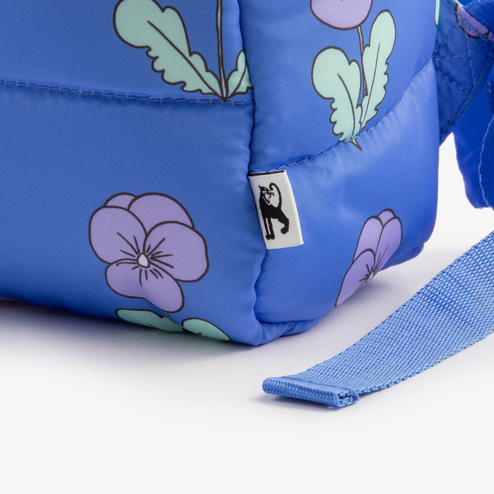 Mini Rodini-Girls Padded Blue Backpack with Viola Print (32cm) | Childrensalon