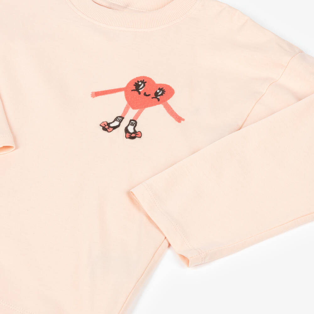 Mini Rodini-بلوزة بأكمام طويلة لون زهري فاتح للبنات | Childrensalon