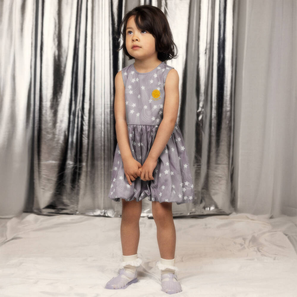 Mini Rodini-Платье сиреневое с принтом звезд для девочек | Childrensalon