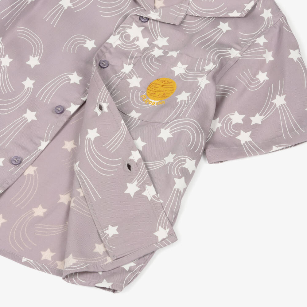 Mini Rodini-Girls Pale Purple Star Print Shirt | Childrensalon