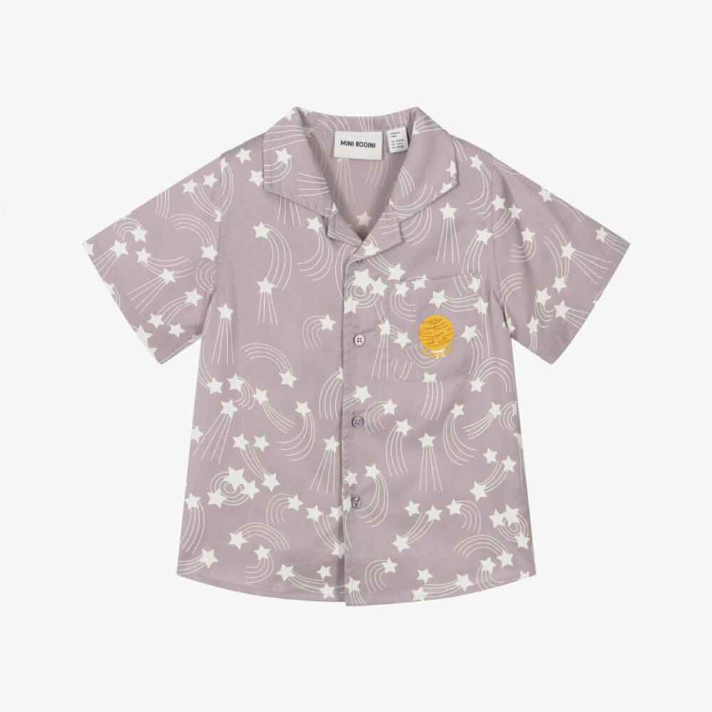 Mini Rodini-Girls Pale Purple Star Print Shirt | Childrensalon