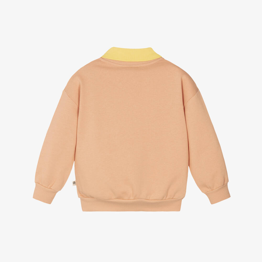 Mini Rodini-سويتشيرت بياقة قطن عضوي لون برتقالي للبنات | Childrensalon