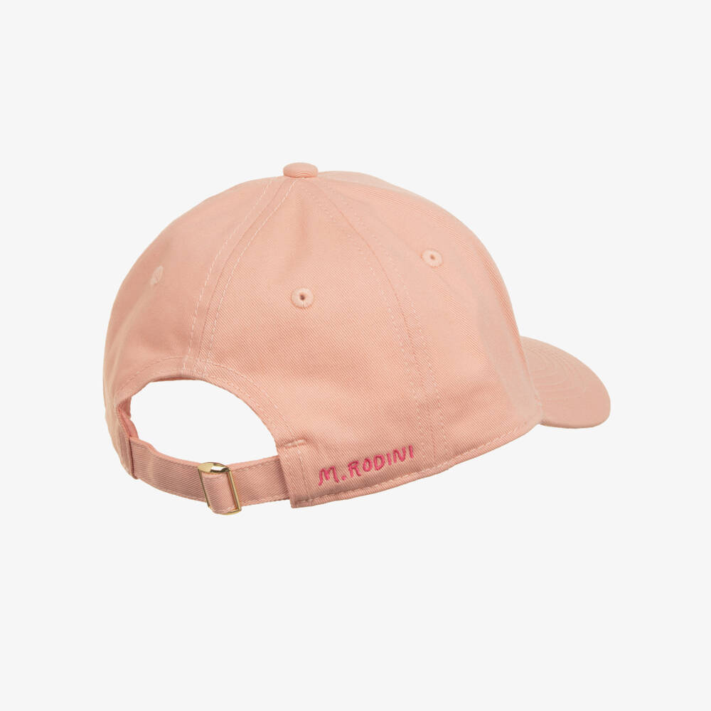 Mini Rodini-Girls Pink Cap with To the Moon and Back Embroidery | Childrensalon