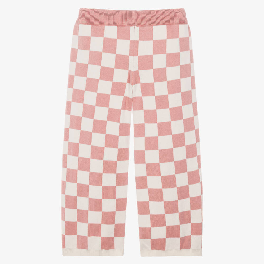 Mini Rodini-Girls Pink Checkerboard Trousers in Organic Cotton | Childrensalon