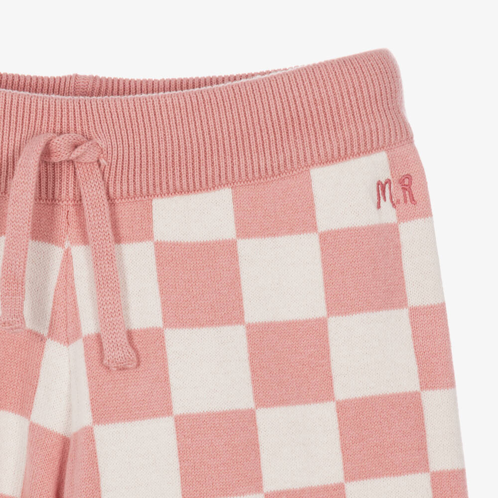 Mini Rodini-Girls Pink Checkerboard Trousers in Organic Cotton | Childrensalon