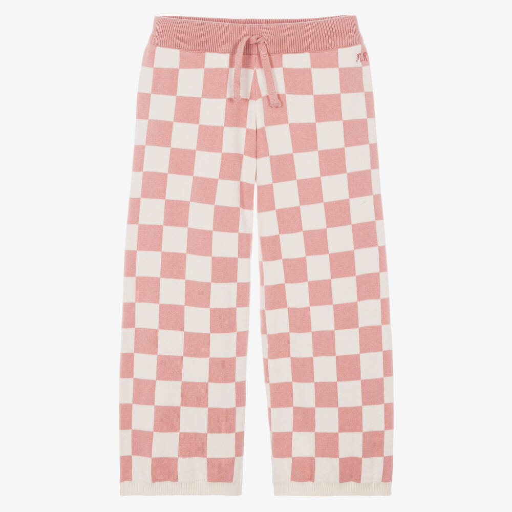 Mini Rodini-Girls Pink Checkerboard Trousers in Organic Cotton | Childrensalon