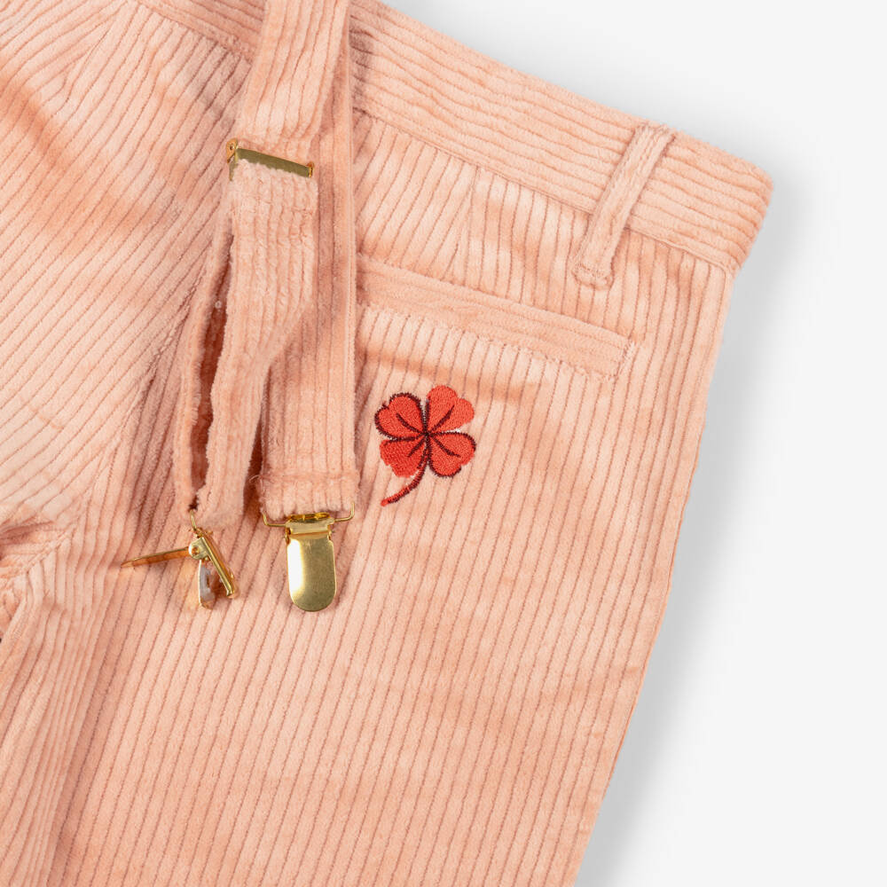 Mini Rodini-بنطلون بحمالات كوردروي لون زهري للبنات | Childrensalon