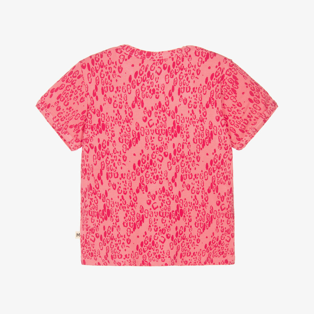 Mini Rodini-Girls Pink Modal Leopard Print T-shirt | Childrensalon
