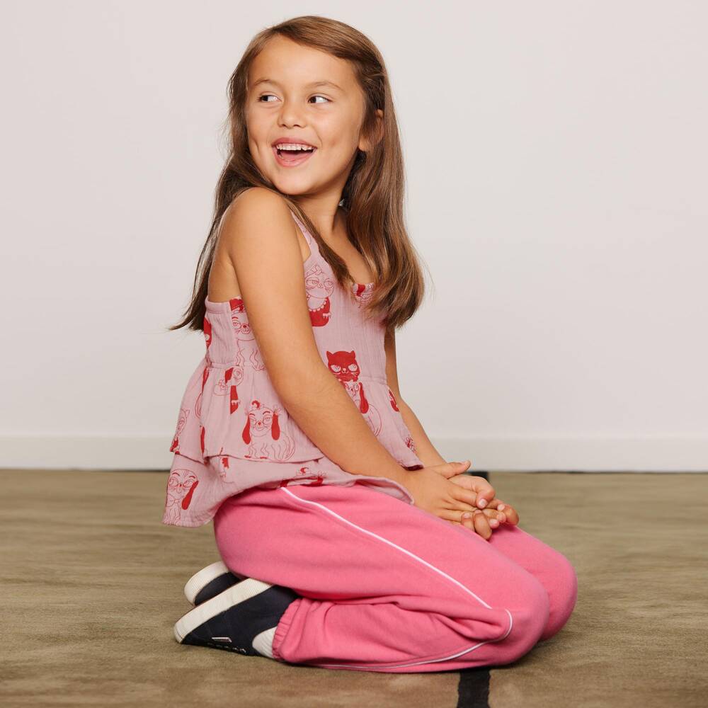 Mini Rodini-Girls Pink Organic Cotton Top with Animal Print | Childrensalon