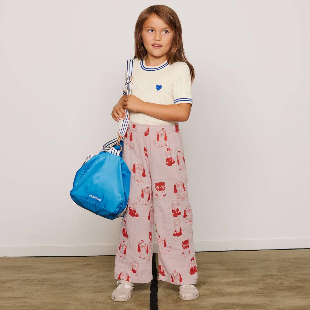 Mini Rodini-Girls Pink Organic Cotton Trousers with Animal Print | Childrensalon