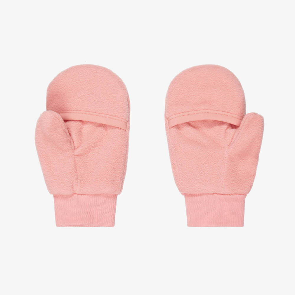 Mini Rodini-Girls Pink Penguin Mittens in Microfleece | Childrensalon