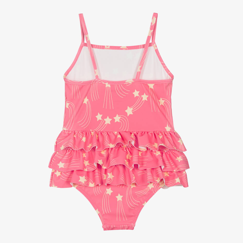 Mini Rodini-Girls Pink Shooting Star Print Swimsuit (UPF 40+) | Childrensalon