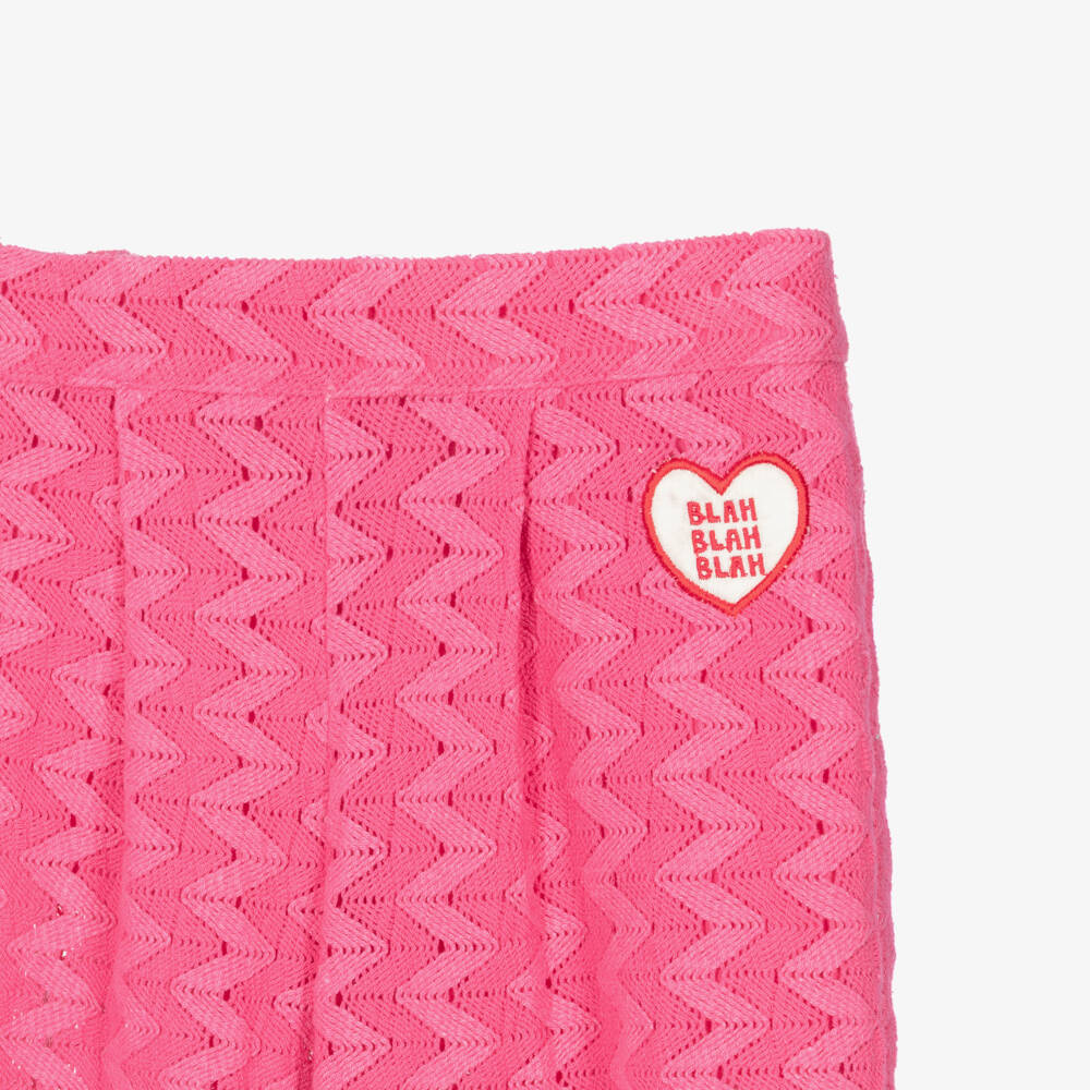 Mini Rodini-Girls Pink Zigzag Lace Knit Trousers | Childrensalon
