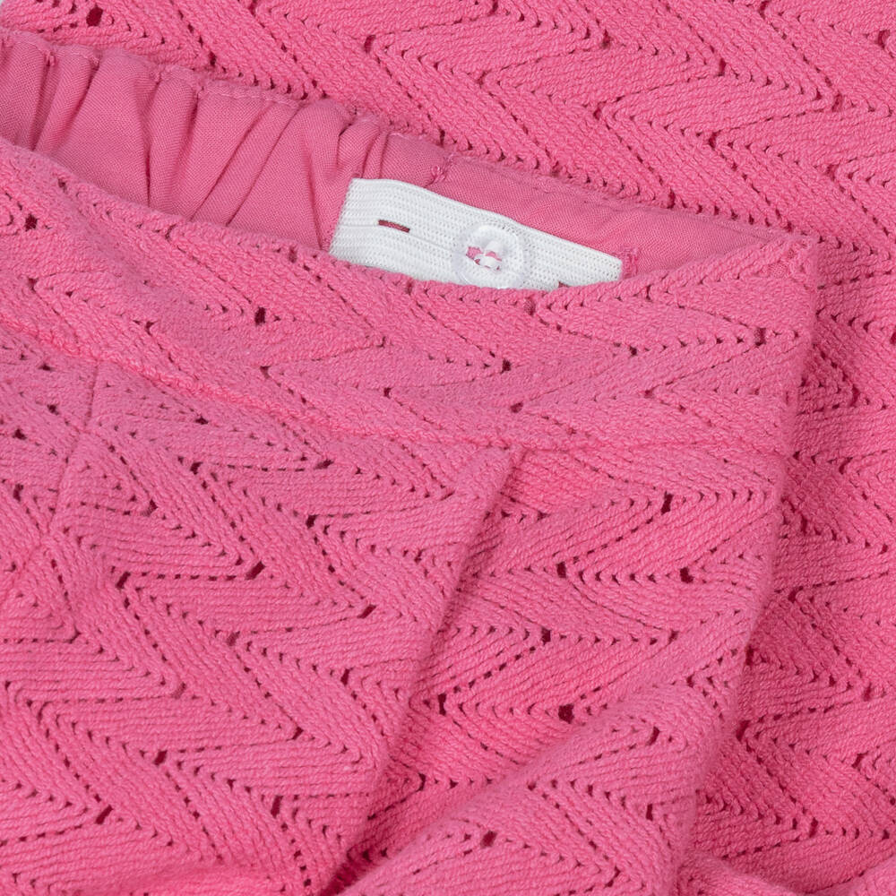 Mini Rodini-Girls Pink Zigzag Lace Knit Trousers | Childrensalon