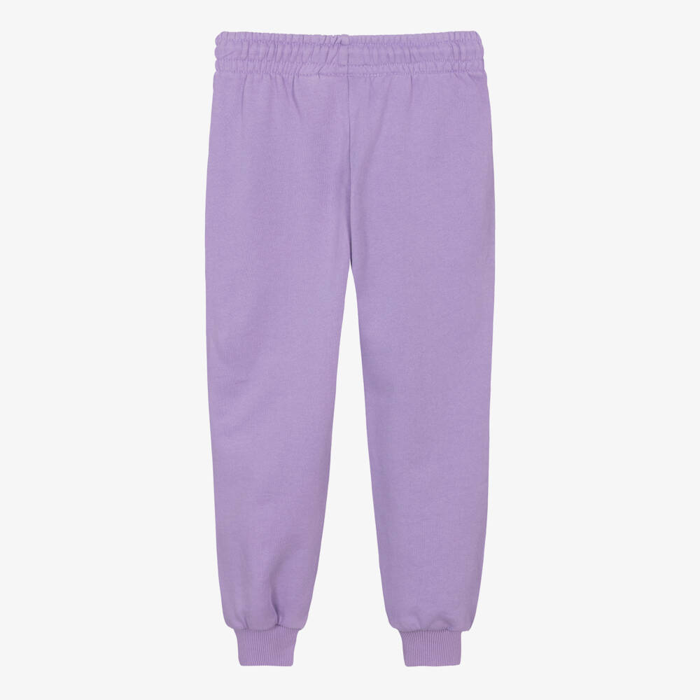 Mini Rodini-Girls Purple Cotton Joggers with Cat Motif | Childrensalon