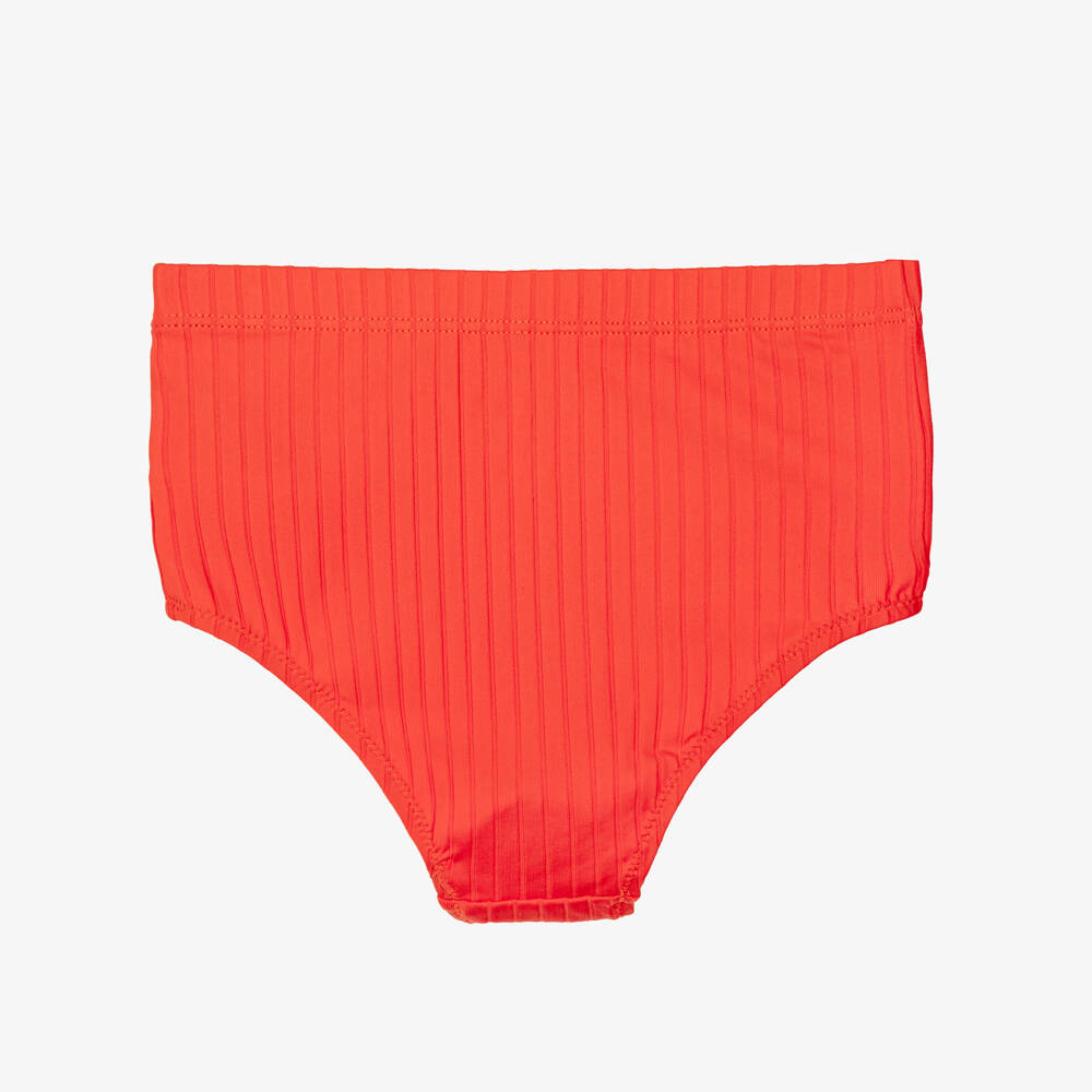 Mini Rodini-Girls Red High Waisted Bikini Bottoms with Bows (UPF 40+) | Childrensalon