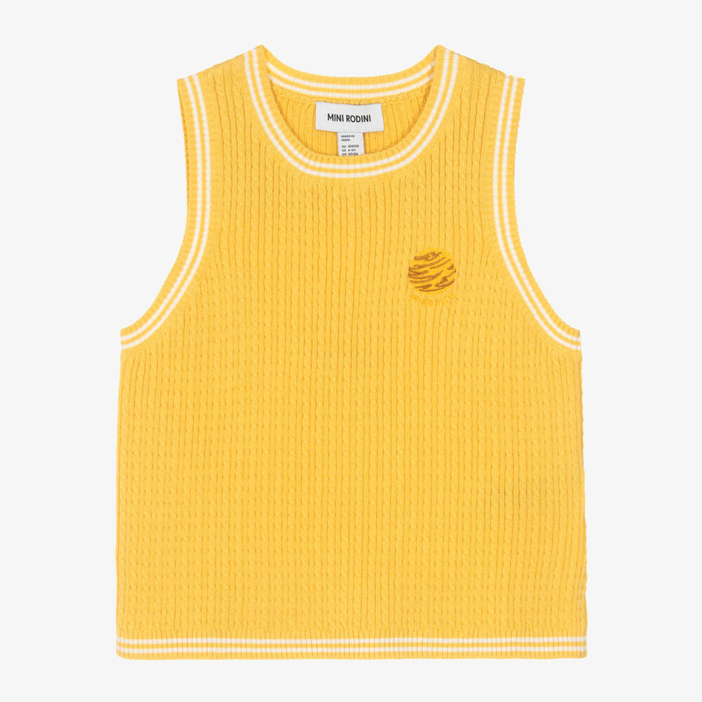 Mini Rodini-Топ без рукавов желтый из хлопкового трикотажа для девочек | Childrensalon