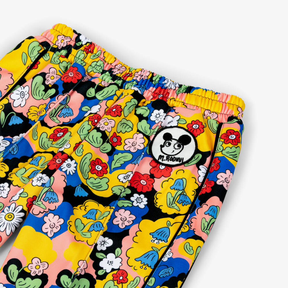 Mini Rodini-بنطلون رياضي بنقشة ورود ورقعة شعار لون أصفر للبنات | Childrensalon