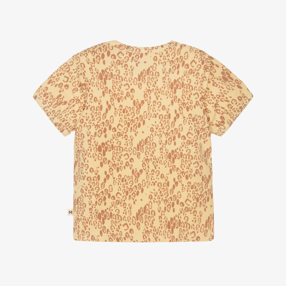 Mini Rodini-Футболка желтая из модала с леопардовым принтом для девочек | Childrensalon