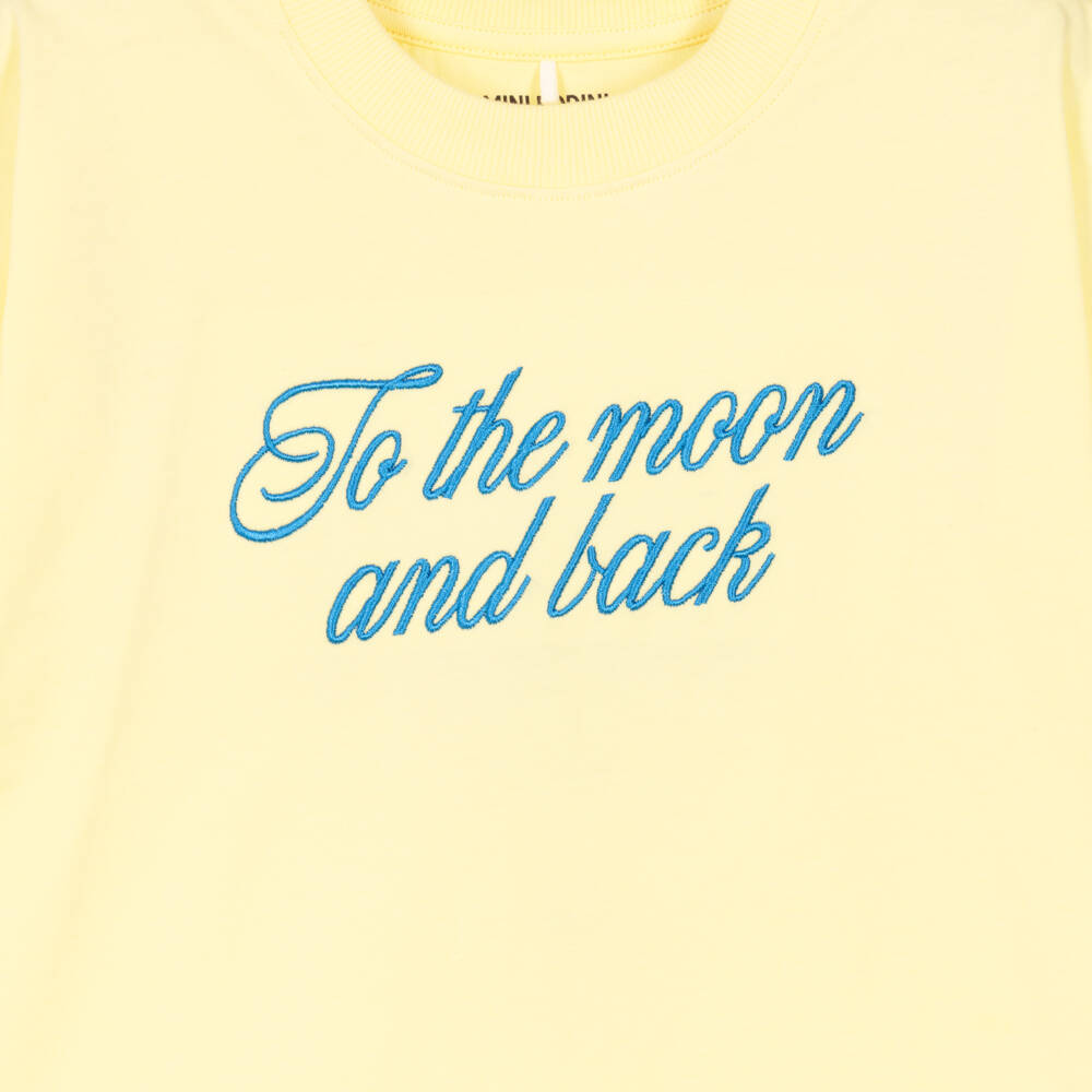 Mini Rodini-Girls Yellow Organic Cotton Embroidered T-Shirt | Childrensalon