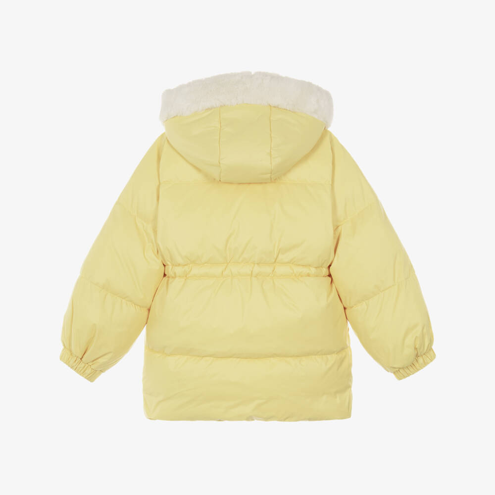 Mini Rodini-Girls Yellow Puffer Coat with Ritzratz Patch | Childrensalon