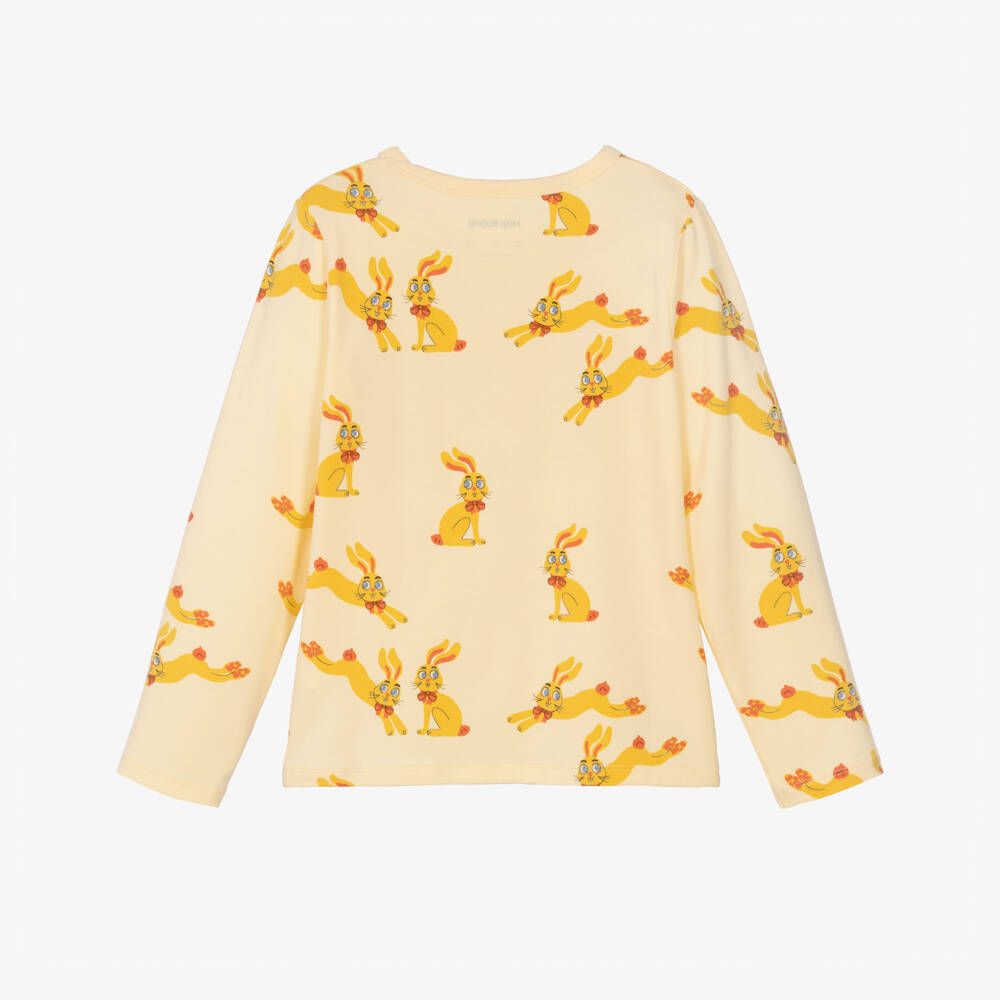 Mini Rodini-Girls Yellow Rabbit Print Jersey Top | Childrensalon