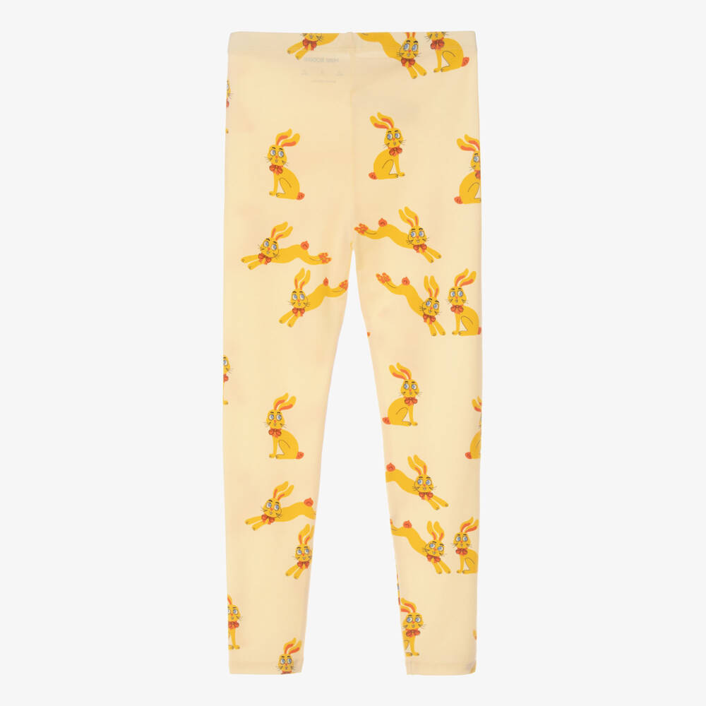 Mini Rodini-Girls Yellow Rabbit Print Leggings | Childrensalon