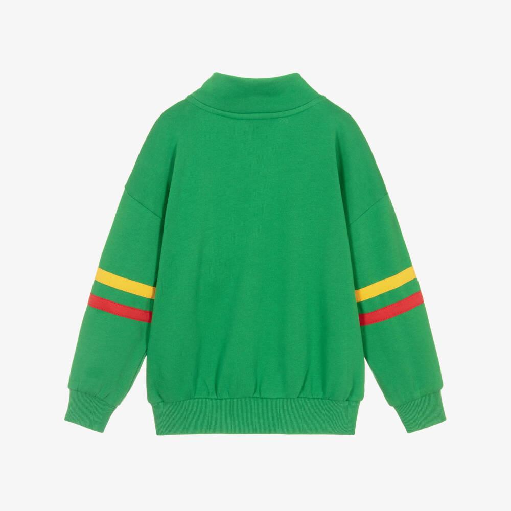 Mini Rodini-Green Cotton Quarter Zip Sweatshirt with Embroidered E.T. | Childrensalon