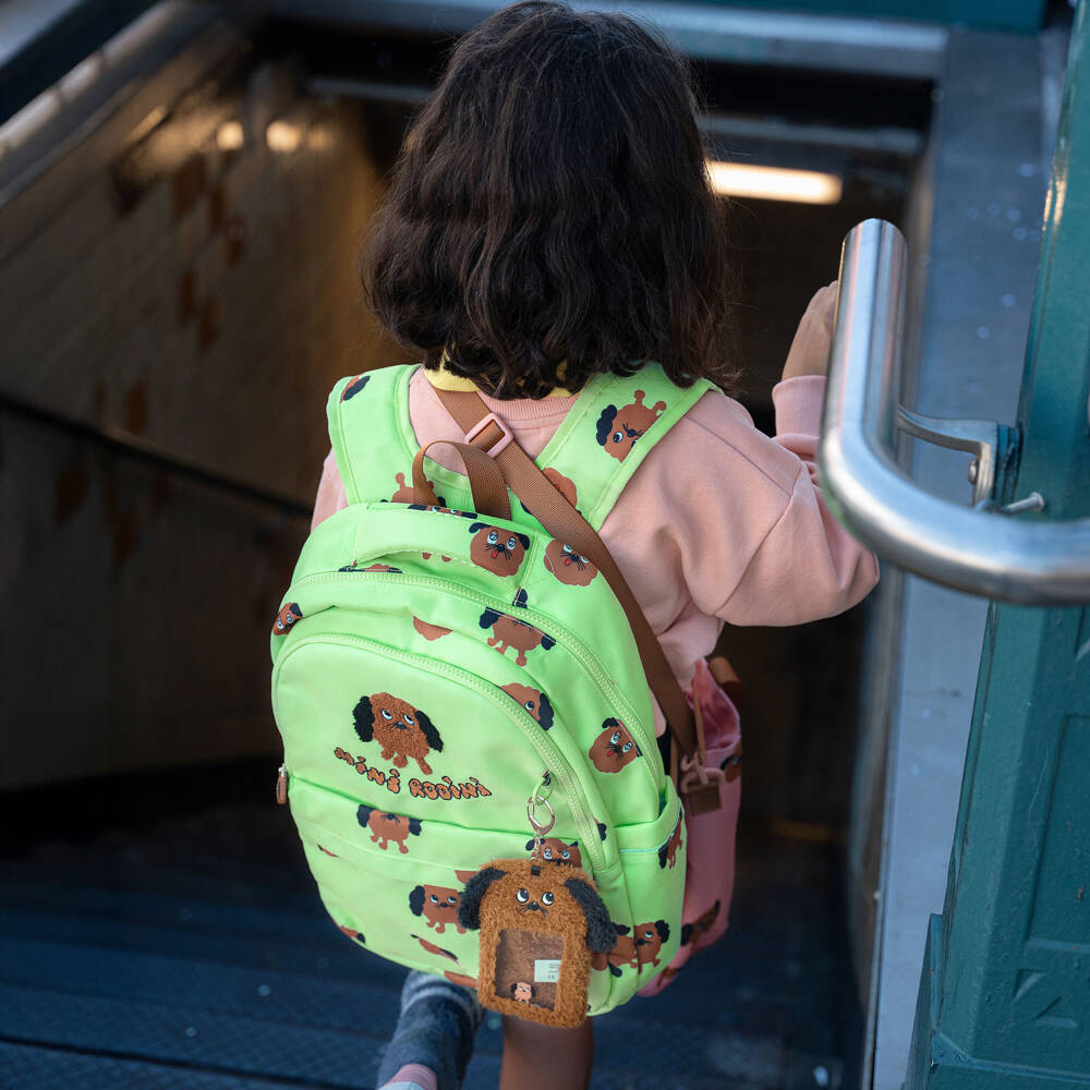 Mini Rodini-Рюкзак зелёный с принтом собак (40см) | Childrensalon