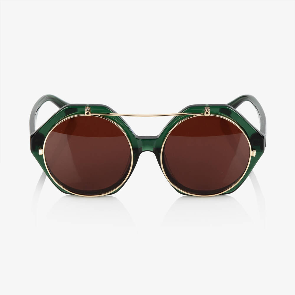 Mini Rodini-Green Flip-Up Tinted Sunglasses | Childrensalon