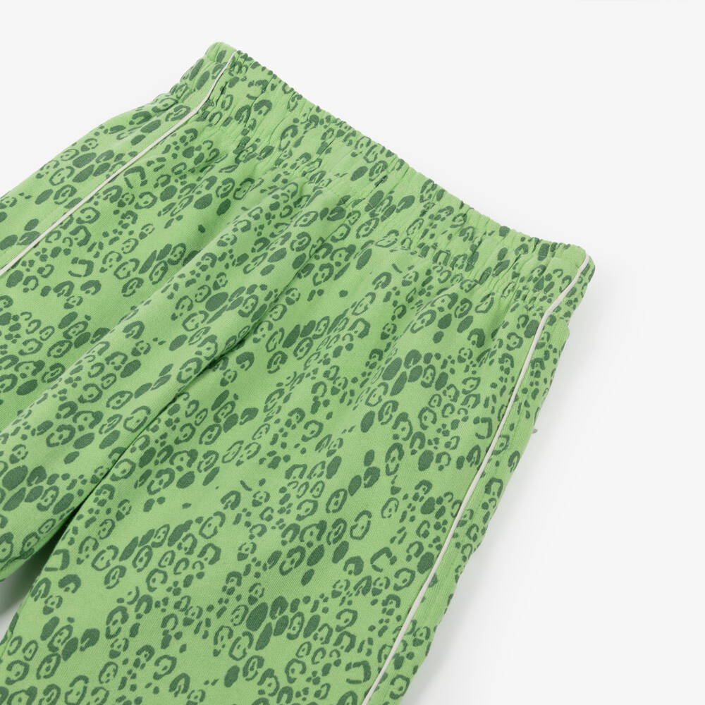 Mini Rodini-بنطلون رياضي قطن عضوي بطبعة فهد لون أخضر | Childrensalon