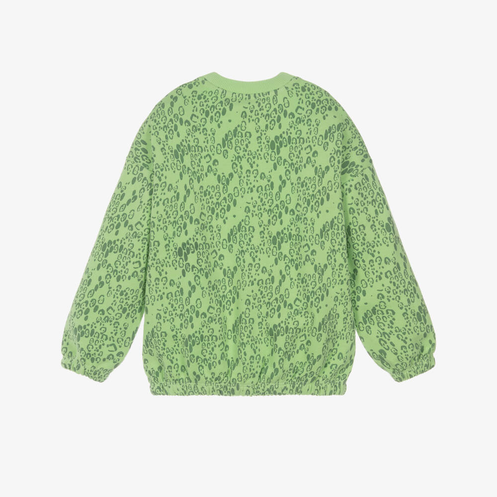 Mini Rodini-Свитшот зелёный из органического хлопка с леопардовым принтом | Childrensalon